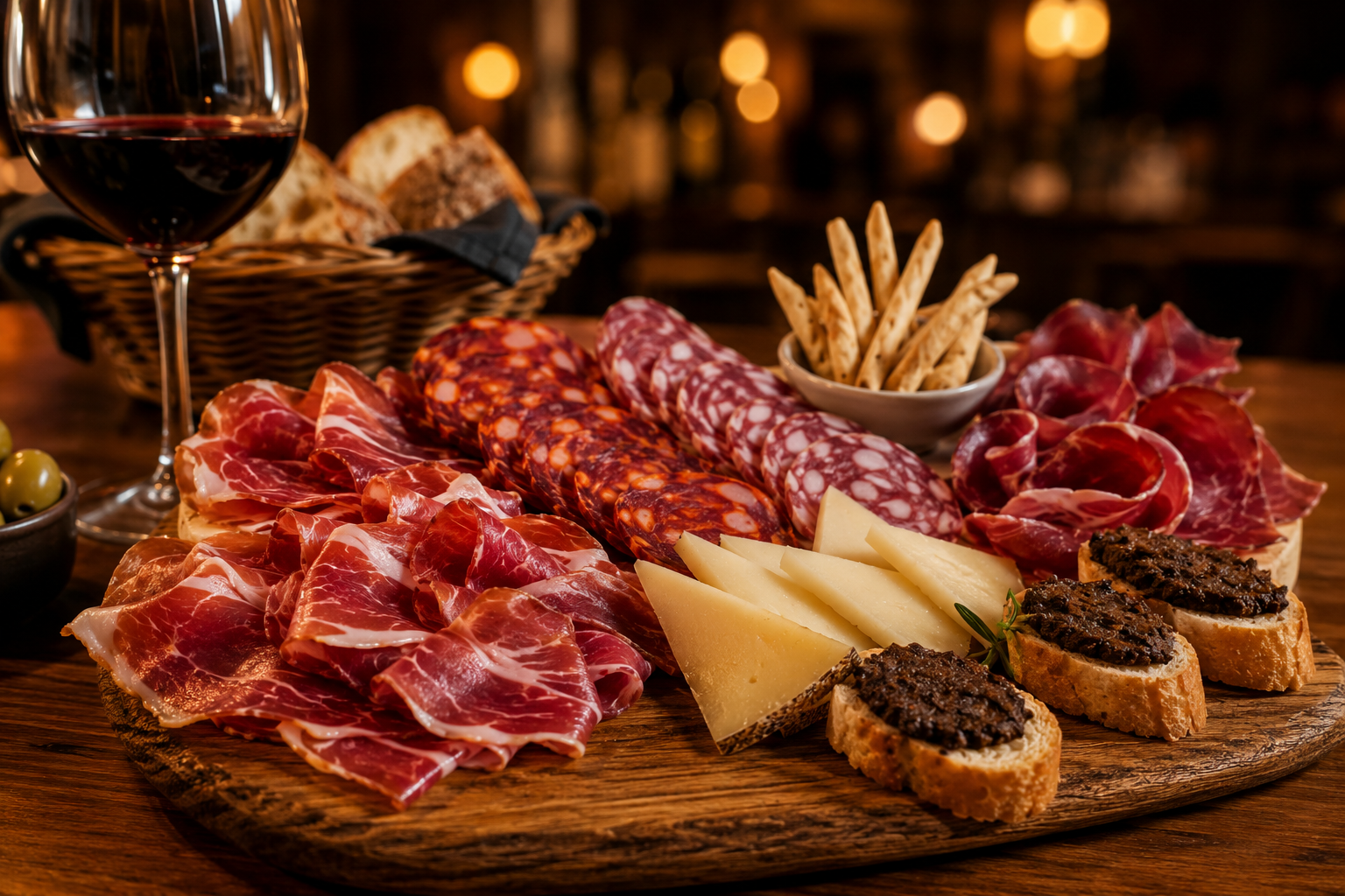 Tabla de ibéricos con embutidos, queso, cecina y patatera de El Mariscal del Jamón